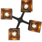 Meyda Lighting Whispering Pines 28" 4-Light Oil Rubbed Bronze Chandelier With Amber Mica Shade Glass