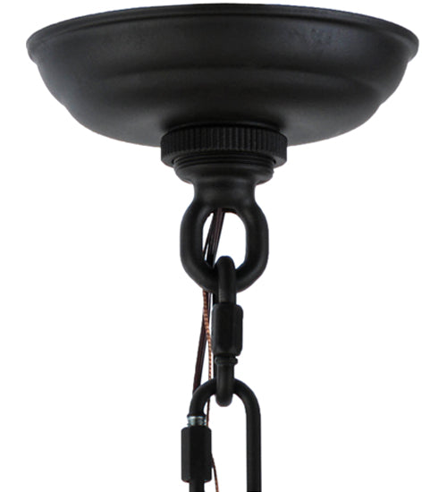 Meyda Lighting Whispering Pines 28" 4-Light Oil Rubbed Bronze Chandelier With Amber Mica Shade Glass