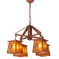 Meyda Lighting Whispering Pines 28" 4-Light Rust Chandelier With Amber Mica Shade Glass