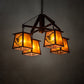 Meyda Lighting Whispering Pines 28" 4-Light Rust Chandelier With Amber Mica Shade Glass