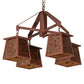 Meyda Lighting Whispering Pines 28" 4-Light Rust Chandelier With Amber Mica Shade Glass