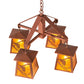 Meyda Lighting Whispering Pines 28" 4-Light Rust Chandelier With Amber Mica Shade Glass