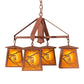 Meyda Lighting Whispering Pines 28" 4-Light Rust Chandelier With Amber Mica Shade Glass