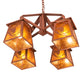 Meyda Lighting Whispering Pines 28" 4-Light Rust Chandelier With Amber Mica Shade Glass