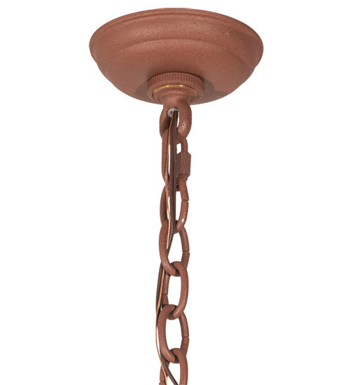 Meyda Lighting Whispering Pines 28" 4-Light Rust Chandelier With Amber Mica Shade Glass