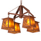 Meyda Lighting Whispering Pines 28" 4-Light Rust Chandelier With Amber Mica Shade Glass