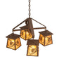 Meyda Lighting Whispering Pines 28 4-Light Rust Rococco Chandelier With Amber Mica Shade Glass