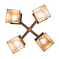 Meyda Lighting Whispering Pines 28 4-Light Rust Rococco Chandelier With Amber Mica Shade Glass