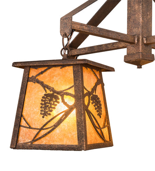 Meyda Lighting Whispering Pines 28 4-Light Rust Rococco Chandelier With Amber Mica Shade Glass