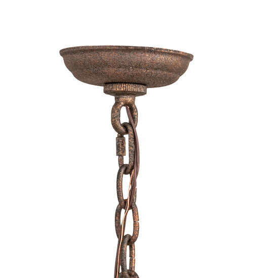 Meyda Lighting Whispering Pines 28 4-Light Rust Rococco Chandelier With Amber Mica Shade Glass