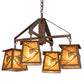 Meyda Lighting Whispering Pines 28 4-Light Rust Rococco Chandelier With Amber Mica Shade Glass