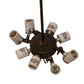 Meyda Lighting Whispering Pines 30" 8-Light Dark Burnished Antique Copper Inverted Pendant Light With Silver Mica Shade Glass