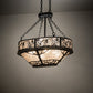 Meyda Lighting Whispering Pines 30" 8-Light Satin Black Wrought Iron Island Inverted Pendant Light With Silver Mica Shade Glass