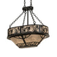 Meyda Lighting Whispering Pines 30" 8-Light Satin Black Wrought Iron Island Inverted Pendant Light With Silver Mica Shade Glass