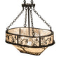 Meyda Lighting Whispering Pines 30" 8-Light Satin Black Wrought Iron Island Inverted Pendant Light With Silver Mica Shade Glass