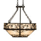 Meyda Lighting Whispering Pines 30" 8-Light Satin Black Wrought Iron Island Inverted Pendant Light With Silver Mica Shade Glass
