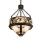 Meyda Lighting Whispering Pines 30" 8-Light Satin Black Wrought Iron Island Inverted Pendant Light With Silver Mica Shade Glass