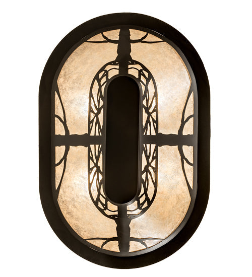 Meyda Lighting Whispering Pines 30" 8-Light Satin Black Wrought Iron Island Inverted Pendant Light With Silver Mica Shade Glass