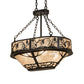 Meyda Lighting Whispering Pines 30" 8-Light Satin Black Wrought Iron Island Inverted Pendant Light With Silver Mica Shade Glass