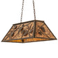 Meyda Lighting Whispering Pines 33" 6-Light Antique Copper Island Pendant Light With Amber Mica Shade Glass