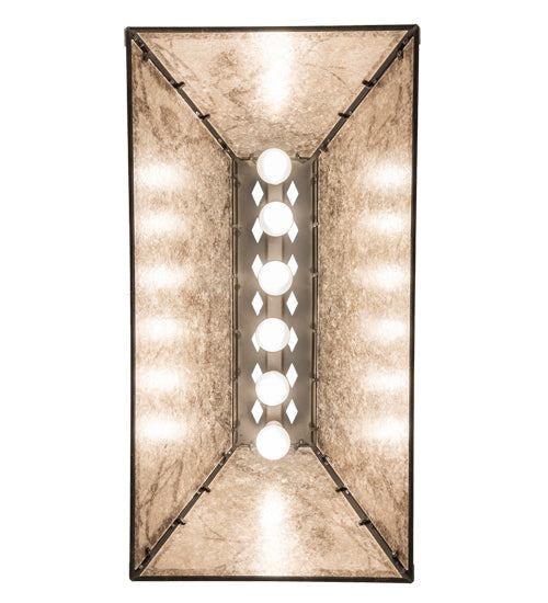 Meyda Lighting Whispering Pines 33" 6-Light Antiquity Island Pendant Light With Silver Mica Shade Glass