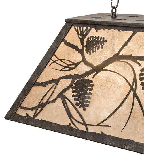 Meyda Lighting Whispering Pines 33" 6-Light Antiquity Island Pendant Light With Silver Mica Shade Glass