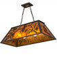 Meyda Lighting Whispering Pines 33" 6-Light Mahogany Bronze Island Pendant Light With Amber Mica Shade Glass