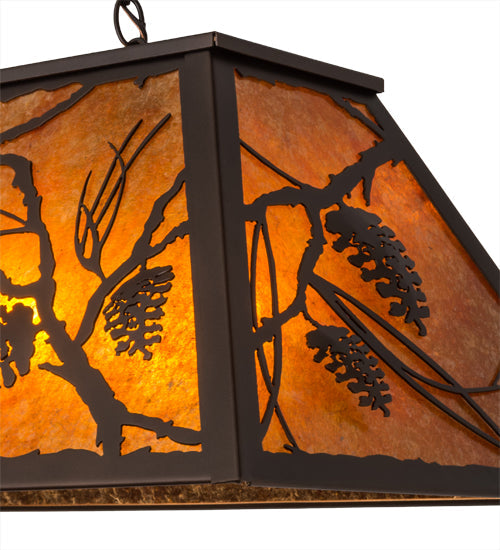Meyda Lighting Whispering Pines 33" 6-Light Mahogany Bronze Island Pendant Light With Amber Mica Shade Glass