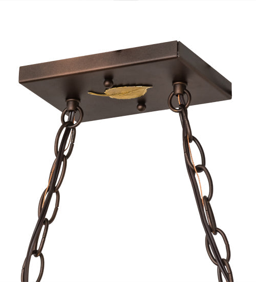 Meyda Lighting Whispering Pines 33" 6-Light Mahogany Bronze Island Pendant Light With Amber Mica Shade Glass