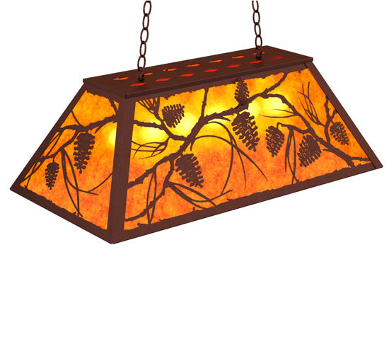 Meyda Lighting Whispering Pines 33" 6-Light Rust Island Pendant Light With Amber Mica Shade Glass