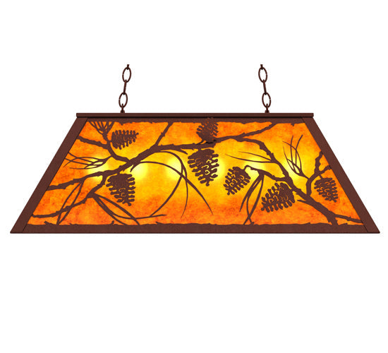 Meyda Lighting Whispering Pines 33" 6-Light Rust Island Pendant Light With Amber Mica Shade Glass