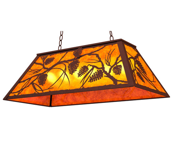 Meyda Lighting Whispering Pines 33" 6-Light Rust Island Pendant Light With Amber Mica Shade Glass
