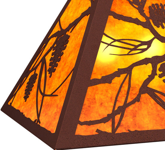 Meyda Lighting Whispering Pines 33" 6-Light Rust Island Pendant Light With Amber Mica Shade Glass