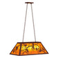 Meyda Lighting Whispering Pines 33" 6-Light Rust Island Pendant Light With Amber Mica Shade Glass