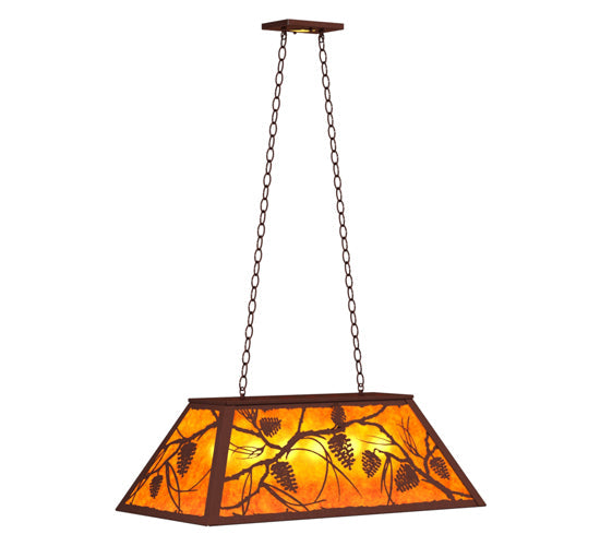 Meyda Lighting Whispering Pines 33" 6-Light Rust Island Pendant Light With Amber Mica Shade Glass