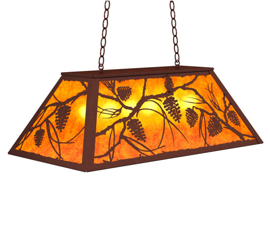 Meyda Lighting Whispering Pines 33" 6-Light Rust Island Pendant Light With Amber Mica Shade Glass