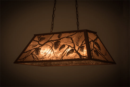 Meyda Lighting Whispering Pines 33" 6-Light Rust Island Pendant Light With Silver Mica Shade Glass