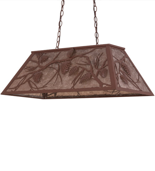 Meyda Lighting Whispering Pines 33" 6-Light Rust Island Pendant Light With Silver Mica Shade Glass