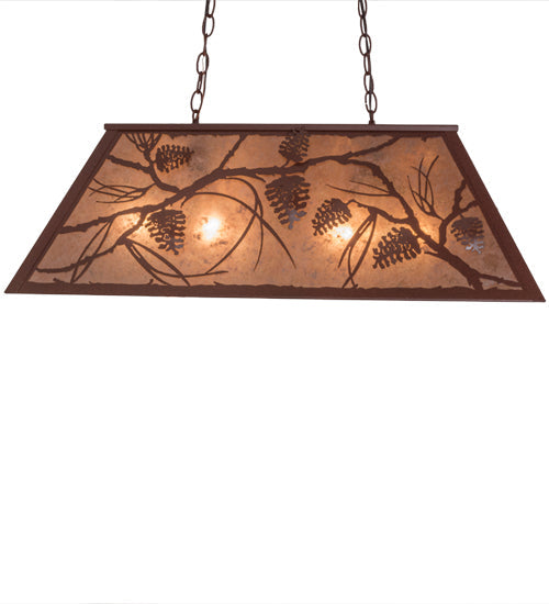 Meyda Lighting Whispering Pines 33" 6-Light Rust Island Pendant Light With Silver Mica Shade Glass