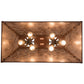 Meyda Lighting Whispering Pines 33" 6-Light Rust Island Pendant Light With Silver Mica Shade Glass