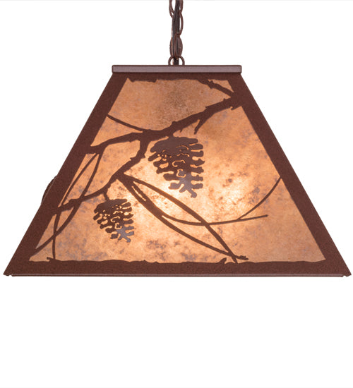 Meyda Lighting Whispering Pines 33" 6-Light Rust Island Pendant Light With Silver Mica Shade Glass