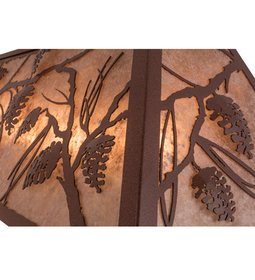 Meyda Lighting Whispering Pines 33" 6-Light Rust Island Pendant Light With Silver Mica Shade Glass