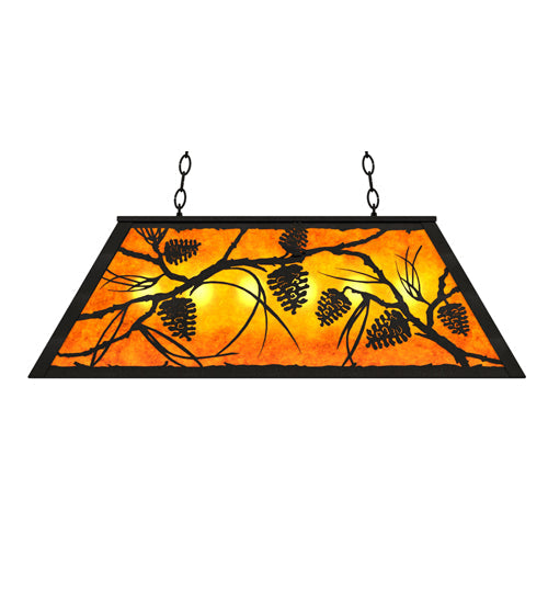 Meyda Lighting Whispering Pines 33" 6-Light Textured Black Island Pendant Light With Amber Mica Shade Glass