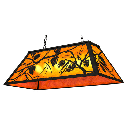 Meyda Lighting Whispering Pines 33" 6-Light Textured Black Island Pendant Light With Amber Mica Shade Glass