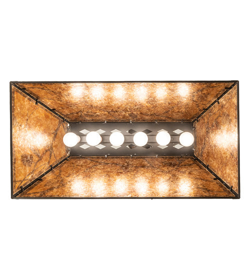 Meyda Lighting Whispering Pines 33" 6-Light Textured Black Island Pendant Light With Amber Mica Shade Glass