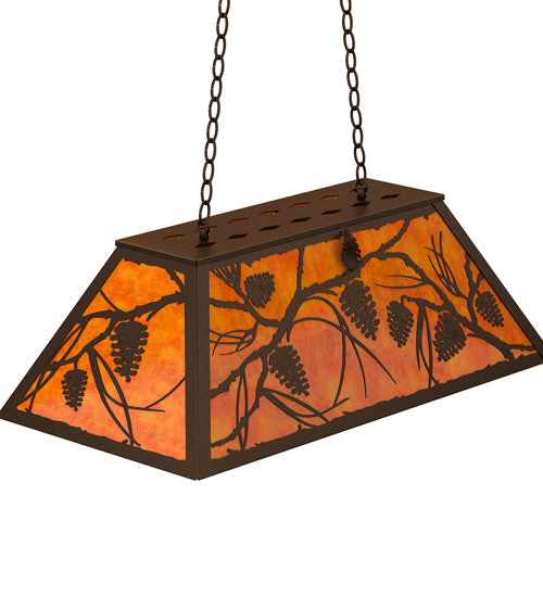 Meyda Lighting Whispering Pines 33" 6-Light Timeless Bronze Island Pendant Light With Amber Mica Shade Glass