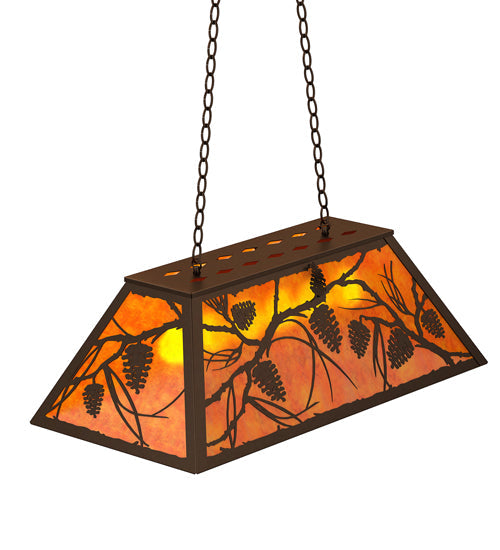 Meyda Lighting Whispering Pines 33" 6-Light Timeless Bronze Island Pendant Light With Amber Mica Shade Glass