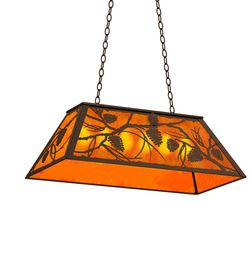 Meyda Lighting Whispering Pines 33" 6-Light Timeless Bronze Island Pendant Light With Amber Mica Shade Glass
