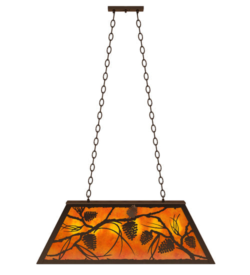 Meyda Lighting Whispering Pines 33" 6-Light Timeless Bronze Island Pendant Light With Amber Mica Shade Glass