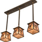 Meyda Lighting Whispering Pines 36" 3-Light Antique Copper Island Pendant Light With Silver Mica Shade Glass